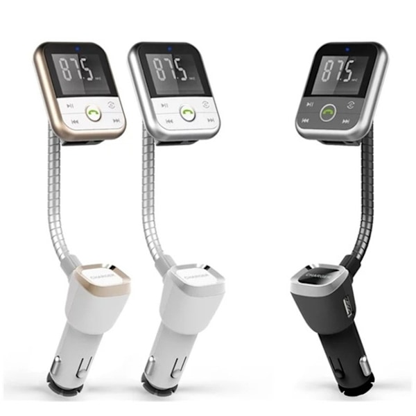 FM-sender med Bluetooth-håndfri og billader (Sølv)