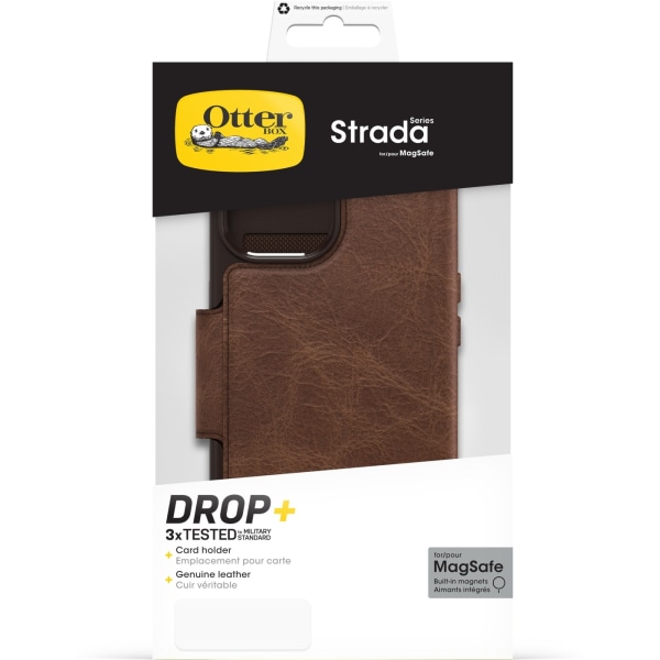 Otterbox Strada MagSafe lompakkokotelo, iPhone 15, ruskea Brun