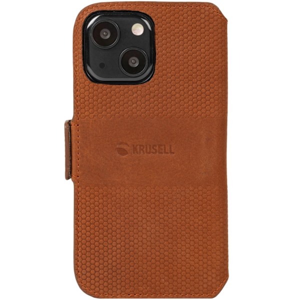 Krusell Leather Phone Wallet iPhone 13 Mini Cognac Brun