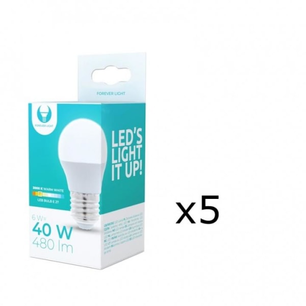 LED-Lampa E27, 6W, 230V, 3000K 5-pack, Varmvitt