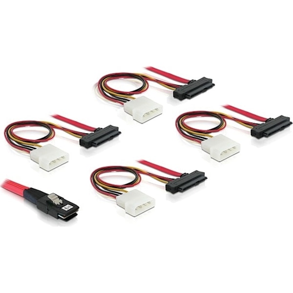 Multilane SAS-kaapeli SFF8087 > 4xSFF8482 & Molex