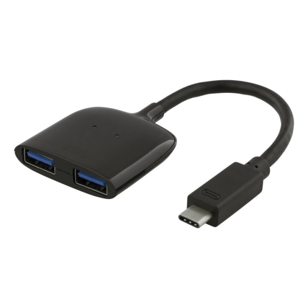 DELTACO USB-C mini hubb, 2x USB-A-portar 3.1, 5Gbps, 0,9A, svart