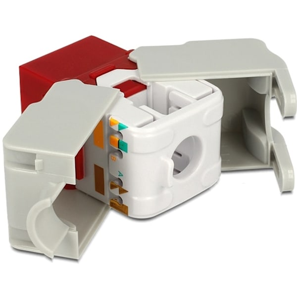 DeLOCK UTP Cat6 Keystone-moduuli, RJ45 na - LSA Cat6, punainen/harmaa