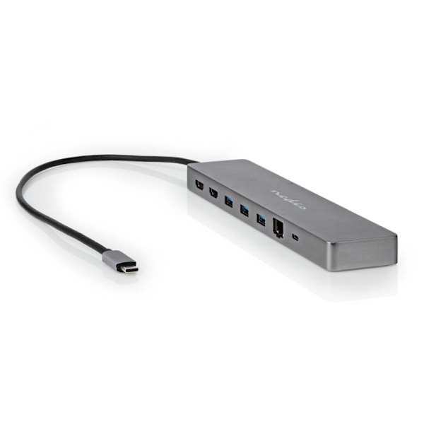 Nedis USB Multi-Port Adapter | USB 3.2 Gen 1 | USB-Câ„¢ Han | Micro SD / RJ45 Hun / SD / 2x HDMIâ„¢ / 2x USB-Câ„¢ / 3x USB-A Hun | 0.40 m | Runde | Gu