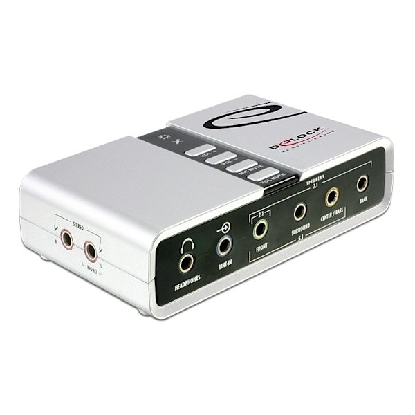 USB 2.0 äänikortti 7.1, kuuloke-, kaiutin-, surround-, S/PDIF, 3,5mm