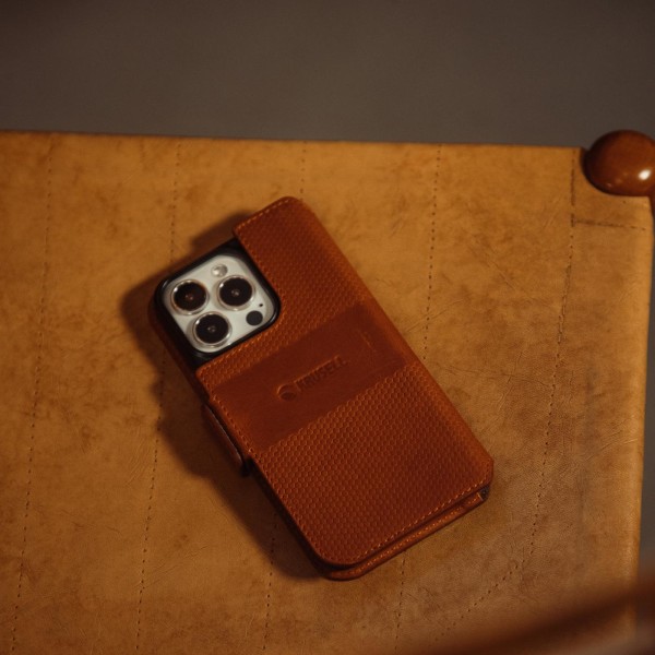 Krusell Leather Phone Wallet iPhone 13 Mini Cognac Brun