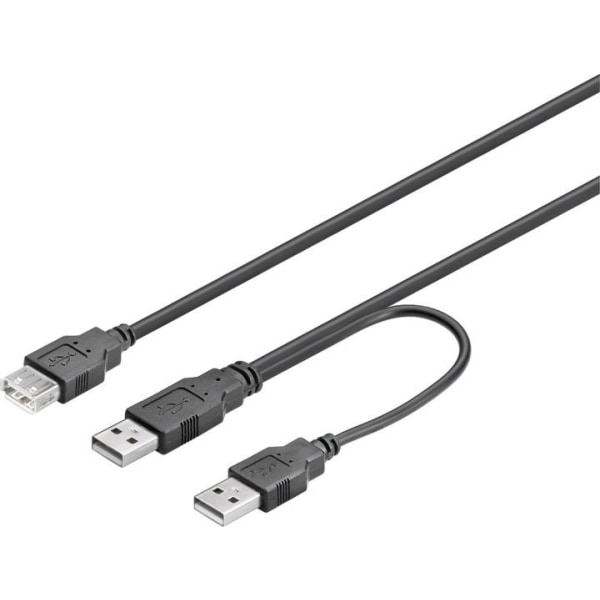 USB-strömkabel, Y-kabel, 2xTyp A hane till 1xTyp A hona, 0,3 m (