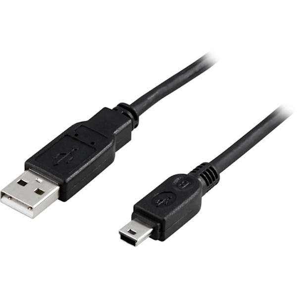DELTACO USB 2.0 kaapeli, A-tyyppi uros - Mini B-tyyppi uros,0,5, musta