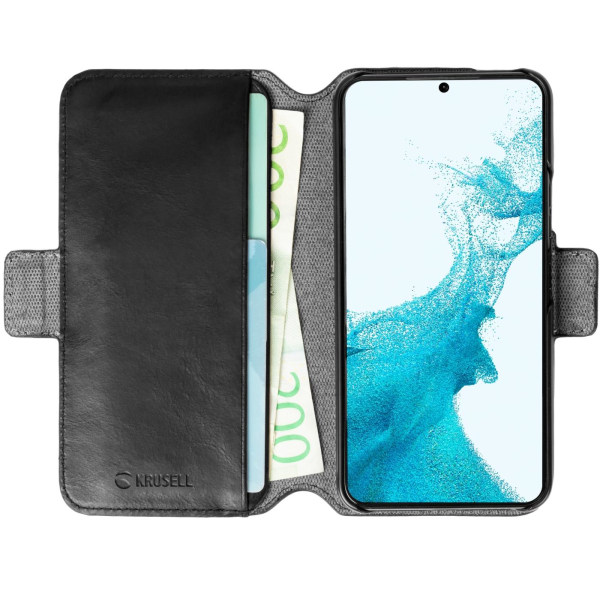 Krusell Leather Phone Wallet Galaxy S22+ Svart Svart