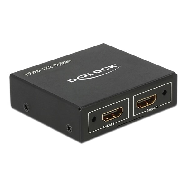 DeLOCK HDMI-jakaja, 1 sisääntulo ja 2 ulostuloa, 4K 30Hz, musta