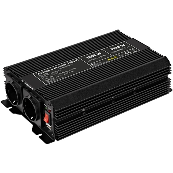 Goobay Spänningsomvandlare DC/AC (12V-230V / 1500W) omvandlar 12 V DC till 230 V AC Svart