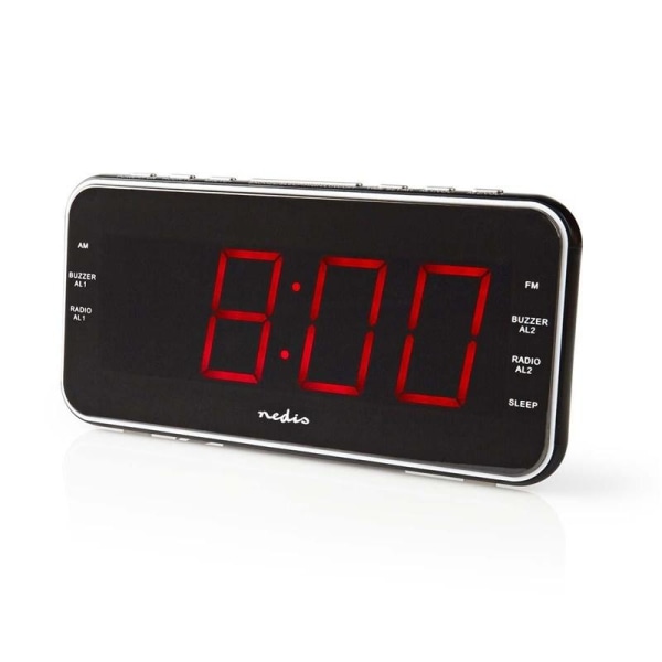 Nedis Digital klockradio | LED Display | 1x 3.5 mm Audio Input | Tidsprojektion | AM / FM | Snooze-funktion | Sov timer | Antal alarm: 2 | Svart