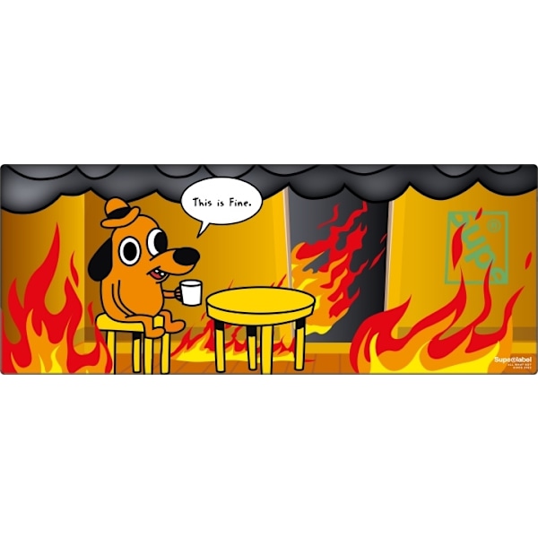 Supe Skrivbordsmatta This Is Fine musmatta, 92 x 36 cm