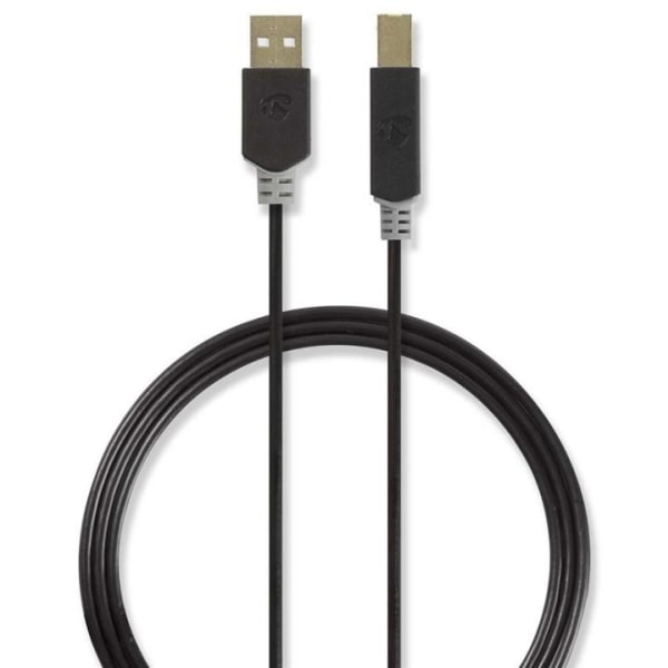 USB 2.0-kabel | A-hane - B-hane | 2.0 m | Antracit