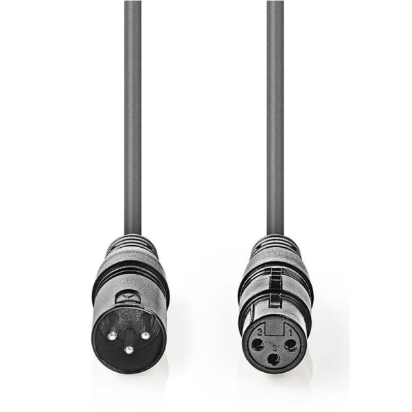 Nedis Balansoitu Audiojohto | XLR 3-Pin uros | XLR 3-Pin naaras | Niklattu | 20.0 m | Pyöreä | PVC | Tummanharmaa | Pakkaus