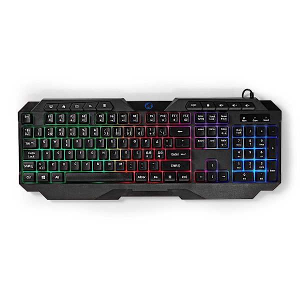 Nedis Pelinäppäimistö Langallinen | USB Type-A | Kalvonäppäiminä | LED | QWERTY | ND Näppäinasettelu | USB Virta | Virtakaapelin pituus: 1.30 m | Mult