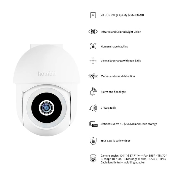 Hombli Smart Pan & Tilt -kamera Valkoinen