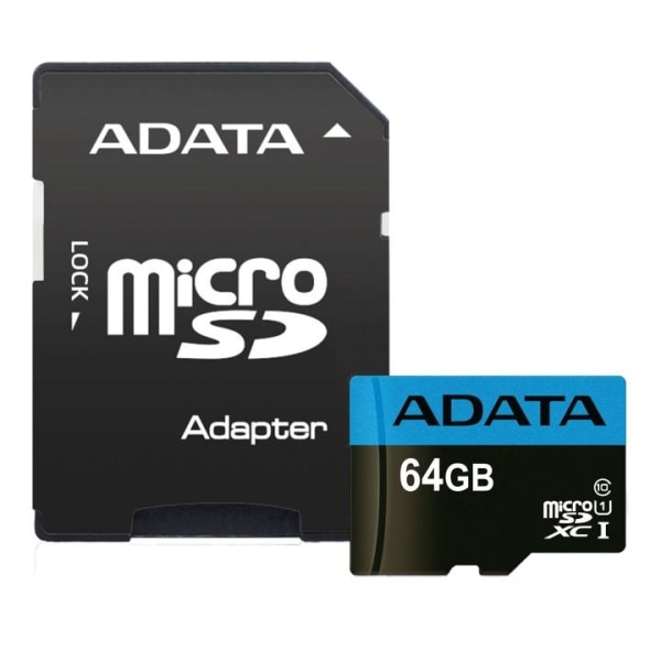adata 64GB MicroSDXC card w/ SD Adapter, UHS-I, Class 10, A1, bl