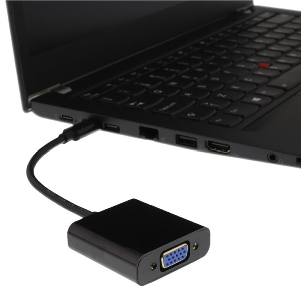 DELTACO USB-C - VGA-sovitin, USB-C uros - VGA naaras + 3,5mm, mu