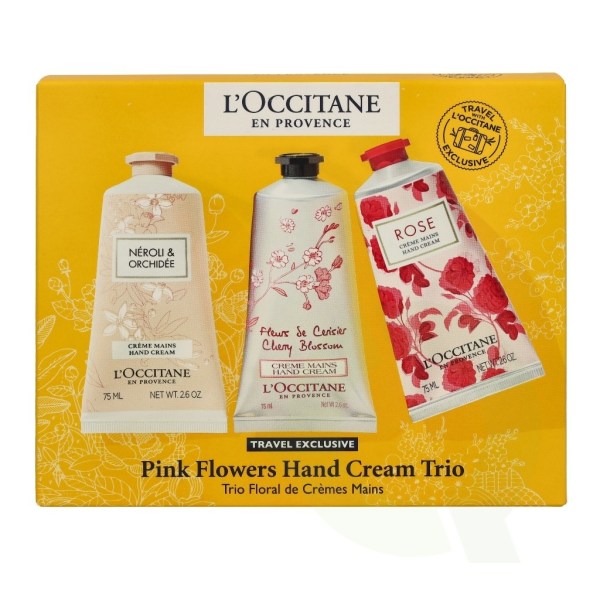 L'Occitane Pink Flowers Håndcreme Trio Sæt 225 ml