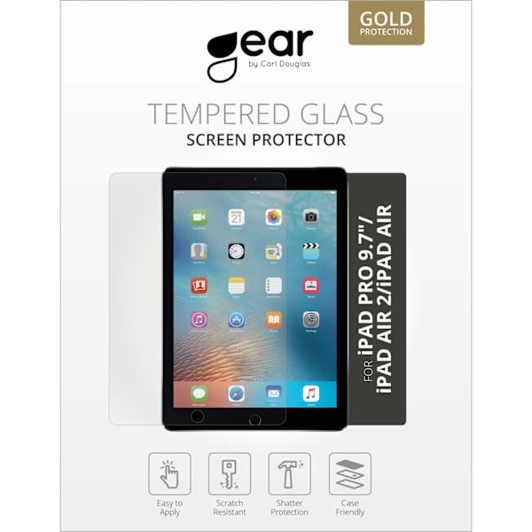 GEAR Härdat Glas 2.5D iPad Air/Air2/New/Pro 9,7" Transparent