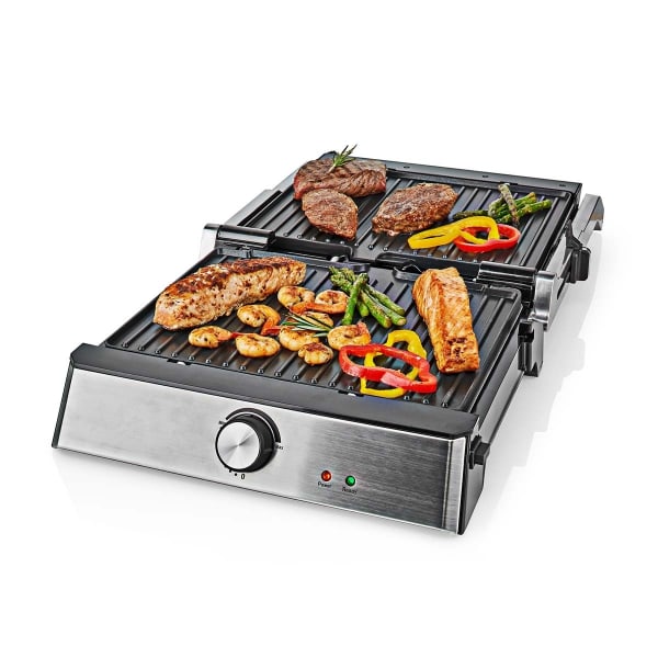 Nedis Kontakt Grill | 2000 W | 29 x 23 cm | Justerbar temperaturkontroll | Plast / Rostfritt stål