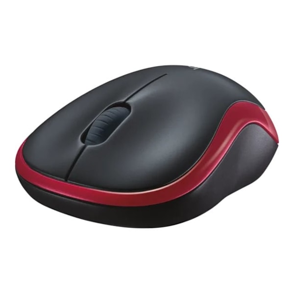 Logitech M185 datormöss Ambidextrous RF Trådlös Optisk 1000 DPI Sort, Rød