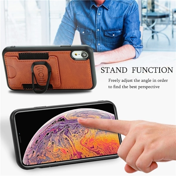 Mobilcover med ringeholder til iPhone 12/12 Pro, Sort Svart