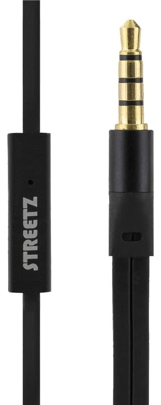 STREETZ in-ear headset, 1-button remote, 3.5mm, microphone, black Svart