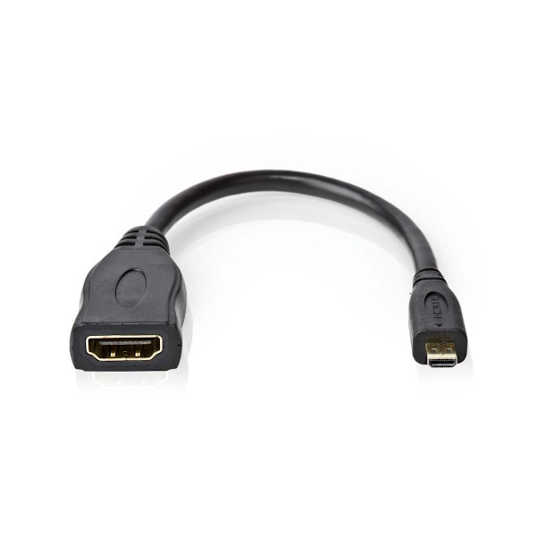 Nedis High Speed ​​HDMI ™ kabel med Ethernet | HDMI™ Micro-stik | HDMI ™ -udgang | 4K@30Hz | 10.2 Gbps | 0.20 m | Runde | PVC | Sort | Plastikpose