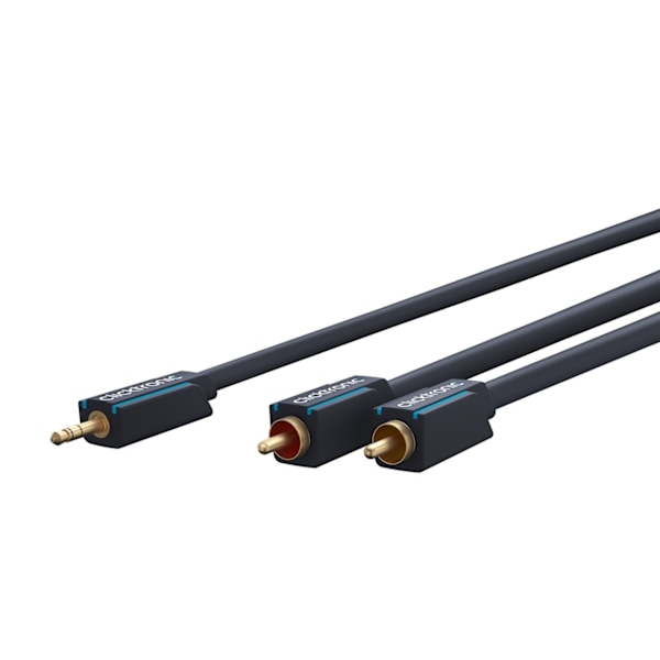 ClickTronic 3,5 mm AUX till RCA-adapterkabel, stereo Premiumkabel | 1x 3,5 mm jackkontakt  2x cinchkontakt | 1,0 m | OFC innerledare