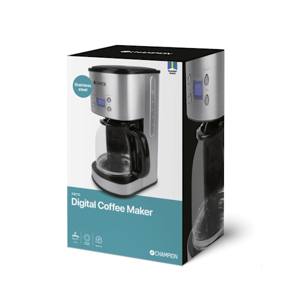 Champion Kaffebryggare Digital 12-koppar/1,5L KB210 Rostfri