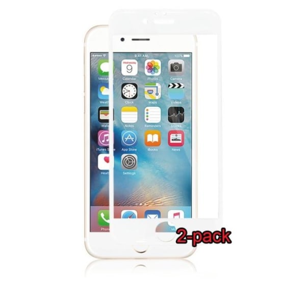 2-pack iPhone 6S/6 Plus Curved Silicate Glass, Panzer, White Vit