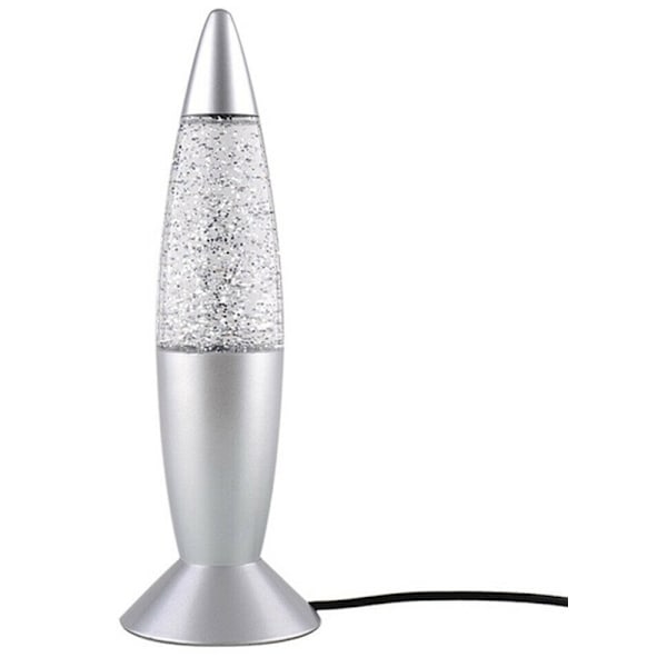 Lava lampe med glitter, lyser i flere forskellige farver Silver