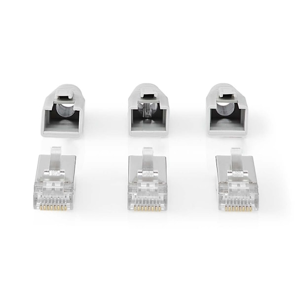 Nedis RJ45-stik | RJ45 Pass Through | Fast/strenget FTP CAT6a | Lige | Guldplateret | 10 stk. | PVC | Grå / Hvid / Sort | Box