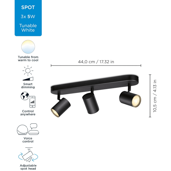 WiZ WiFi Imageo Spot 3x5W Kall & Varmvitt