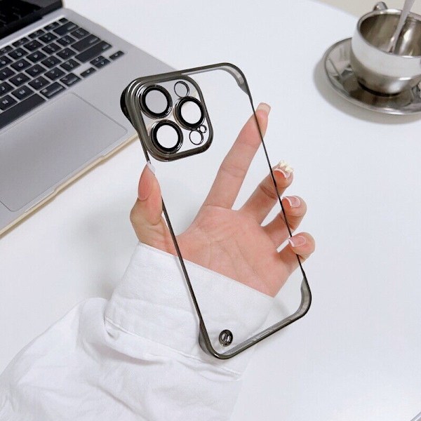 Rammeløst cover til iPhone 14 Pro Max, Transparent/Sort Transparent