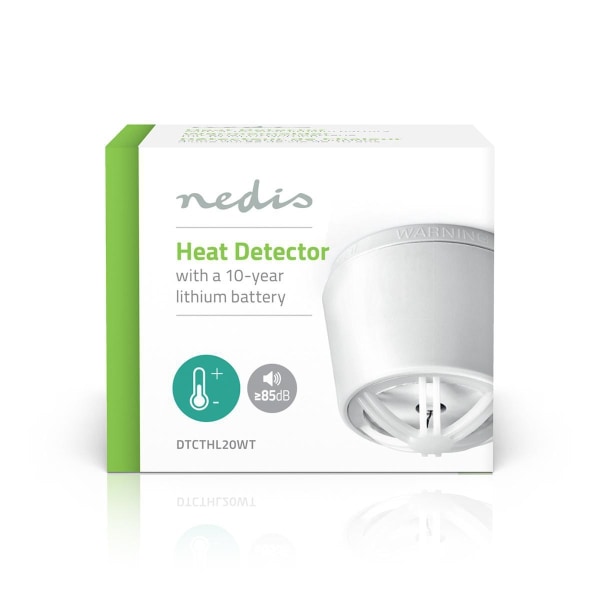 Nedis Heat Alarm | Batteri | Batteri levetid op til: 10 År | Med testknap | 85 dB | ABS | Hvid