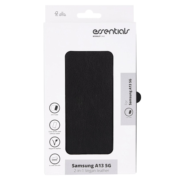 Essentials Samsung Galaxy A13 5G PU wall,detach, 3 card,Black Svart