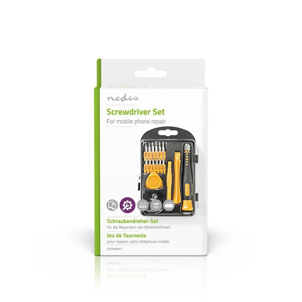 Nedis Phone/tablet repair set | 17-in-1 | Läsplatta / PC / Smartphone | Philips bits | Slitsade bits | Pentalobe-bits | Tri-wing-bits