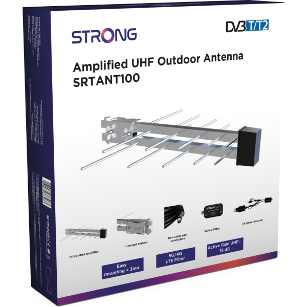 Strong TV-antenn för utomhusbruk - DVB-T2 LTE-skydd