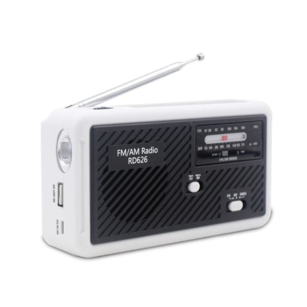 Multifunktionell Vevradio med LED-lampa - FM-radio, USB, Solcell