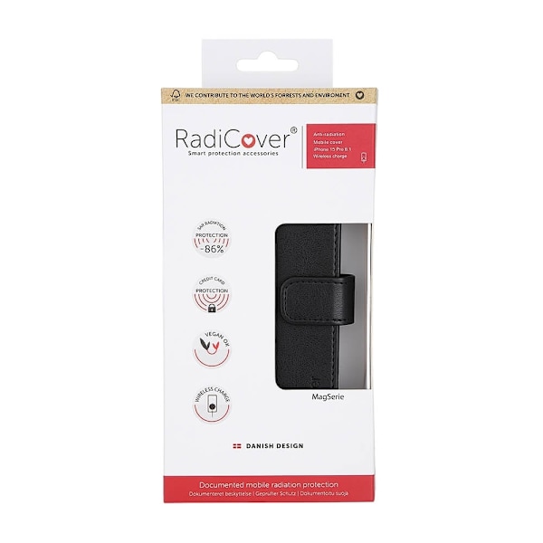 RADICOVER Mobilfodral Strålningsskydd PU MagS RFID Svart - iPhone 15 Pro Svart