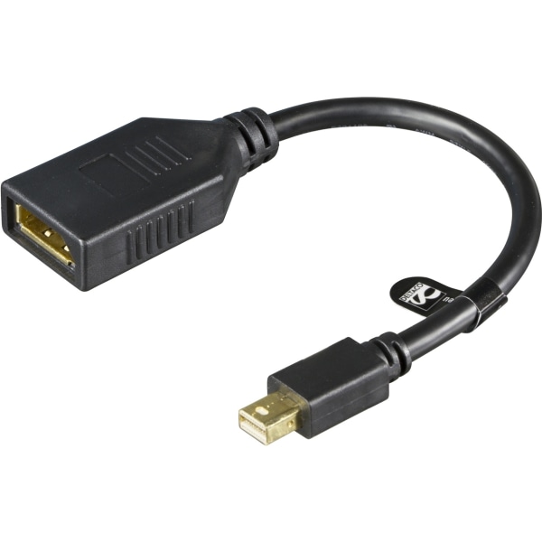 DELTACO Mini DisplayPort ha till DisplayPort ho, 0,15m, svart (MDP-DP1)