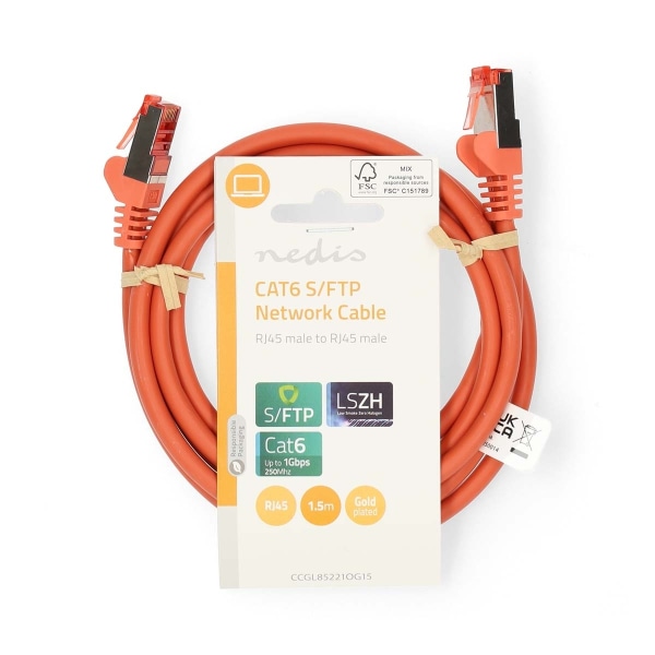 Nedis Kat 6 kabel | RJ45 Han | RJ45 Han | S/FTP | 1.50 m | Runde | LSZH | Orange | Label