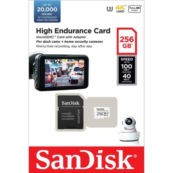 SANDISK MicroSDXC 256GB High Endurance med adapter