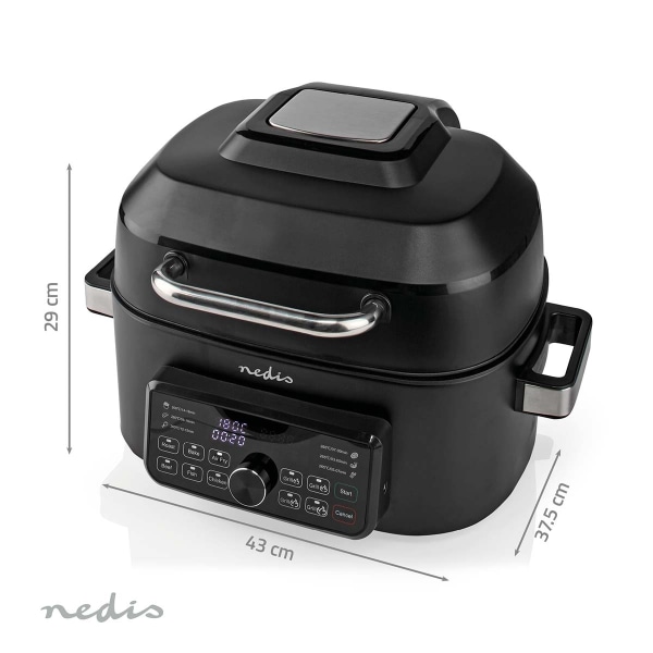 Nedis Hot Air Fryer | 6 l | Timer: 120 min | Antal forudindstillede programmer: 7 | Digital | Sort