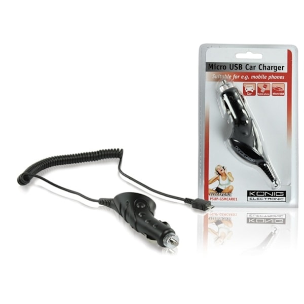 König Biloplader 1.0 A Micro USB Sort Sort