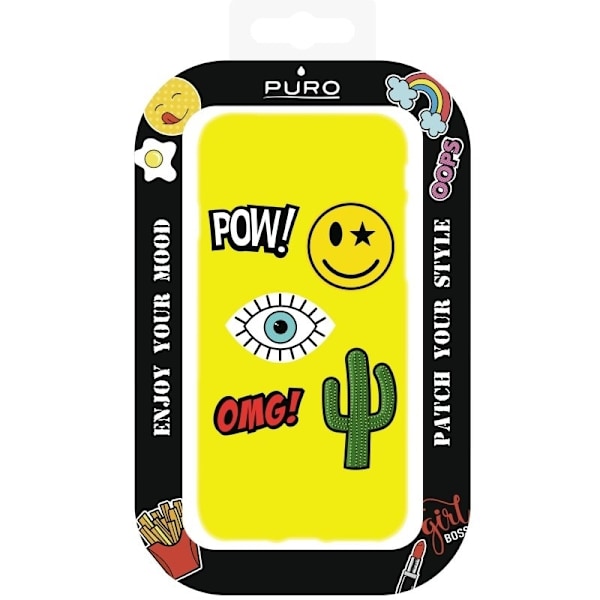 Puro Skal till iPhone SE/8/7, Patch Mania, 5st dekaler, Anpassningsbart, Gul Gul