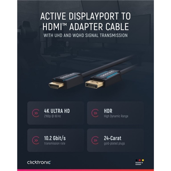 ClickTronic Adapterkabel för aktiv DisplayPort™ till HDMI™ (4K/6